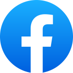 Facebook icon with a blue circular background and white “f” symbol, clean modern vector style with high contrast and bold edges.