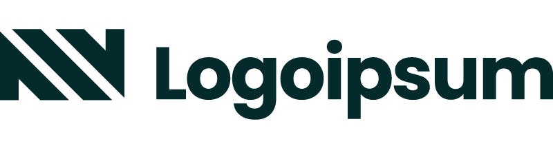 Dark teal Logoipsum lettering on a black background, with bold stylized elements and clean typography for a modern brand mark.